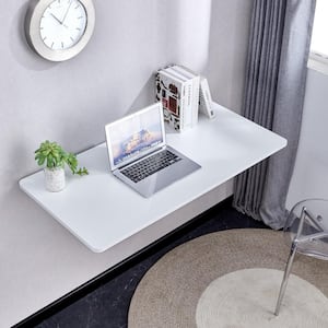 31.50 in. W x 15.80 in. D White Decorative Wall Shelf with Adjustable Bracket,Wall Mounted Table for Small Spaces