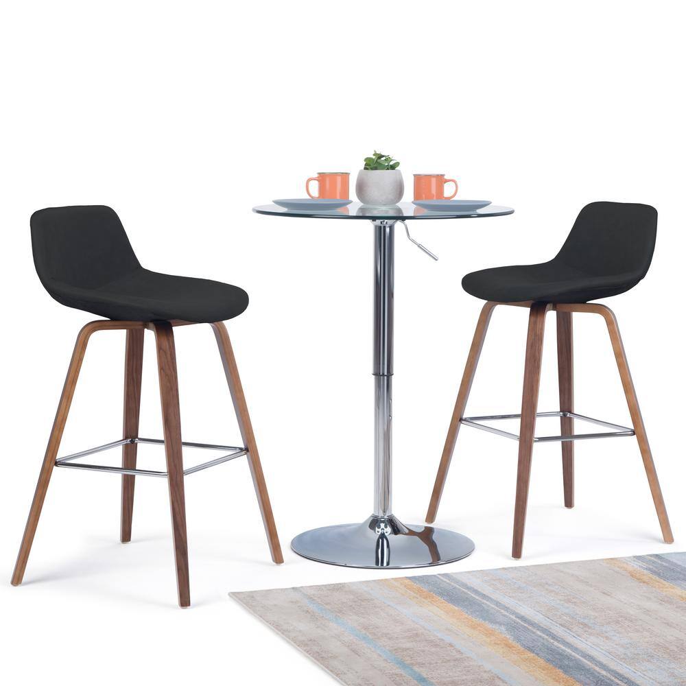 Mid-Century Modern Bentwood Counter Stool in Black Leather