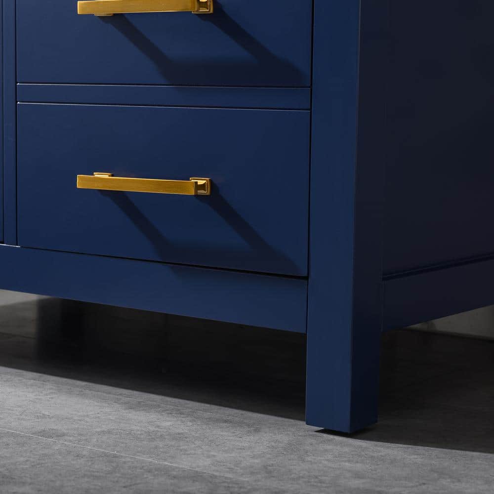 Jasper Navy Blue 36'' Freestanding Single Vanity with Carrara White Top