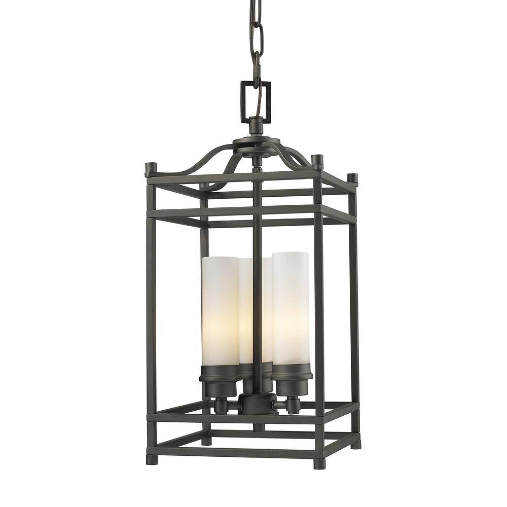 Altadore 60-Watt 3 Light Bronze Indoor Shaded Pendant Light With Matte Opal