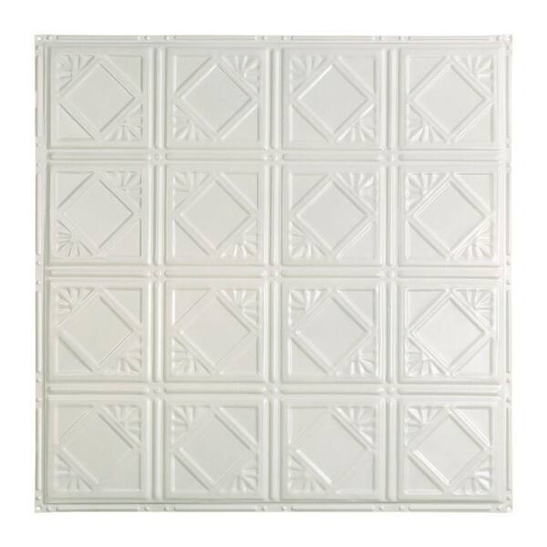 Great Lakes Tin Ludington 2 ft. x 2 ft. Nail Up Tin Ceiling Tile in Gloss White