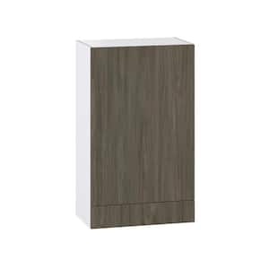 Medora Textured 24 in. W x 40 in. H x 14 in. D Slab Walnut Assembled Wall Kitchen Cabinet with 1-Draw