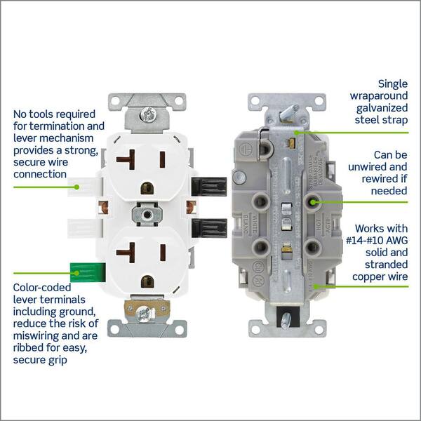 20 Amp, Duplex Receptacle/Outlet, Hospital Grade, Marked