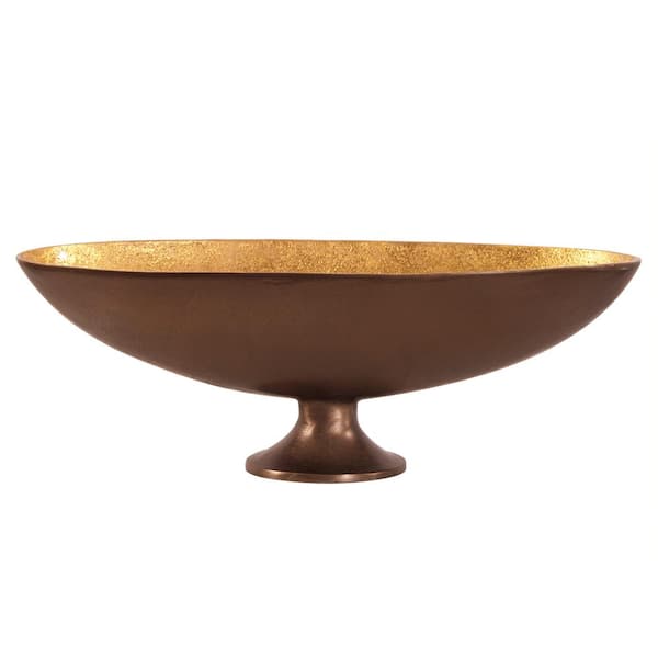 Marley Forrest Bronze Footed Bowl with Oblong Gold Luster Inside Medium