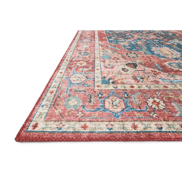 Skye Brick/Ocean 9 ft. x 12 ft. Printed Boho Vintage Area Rug