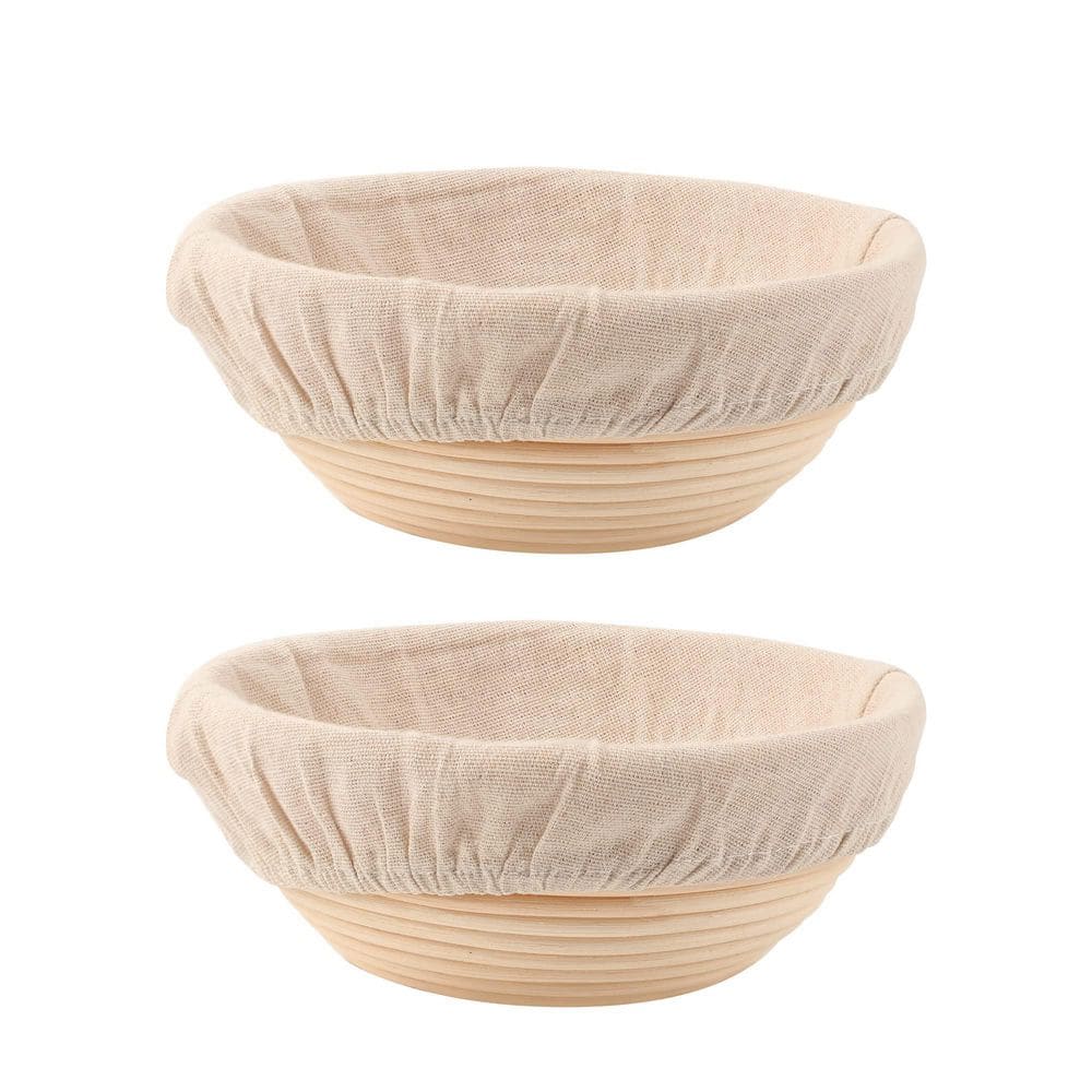 Beige Rattan Round Bread Proofing Baskets with Liners, 8.5 in, Set of 2 for Home Artisan Sourdough Bread Baking price history on PriceWatchPro