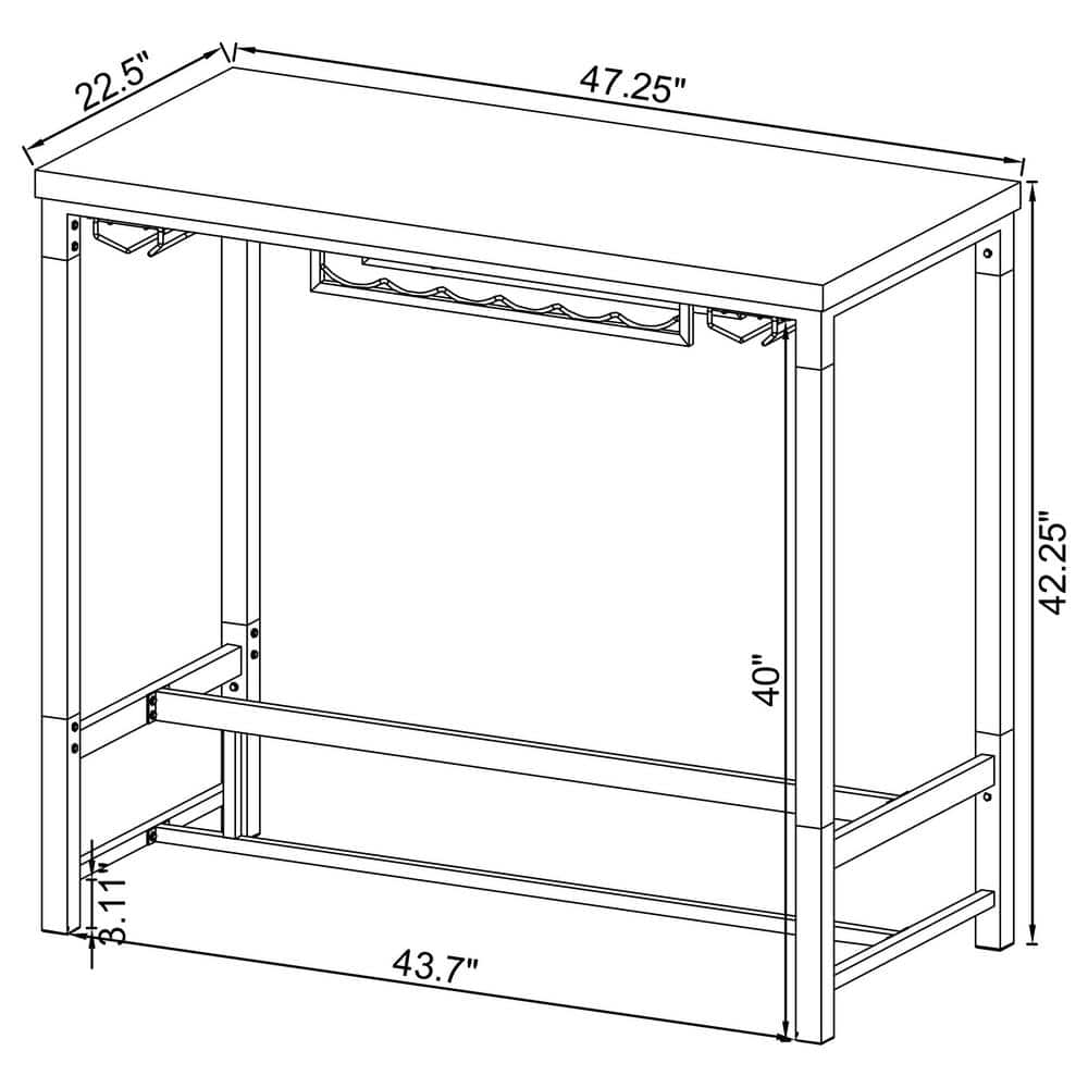 White High Gloss Bar Height Table with Acrylic Legs and Wine Storage