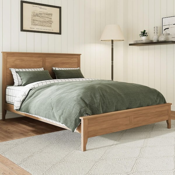 Morgan Modern Brown Wood Frame Full Size Platform Bed with Sturdy Wooden Slats Support