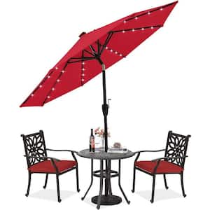7.5 ft. Aluminum Market Solar LED Tilt Outdoor Patio Umbrella with 32LED Lights, Red