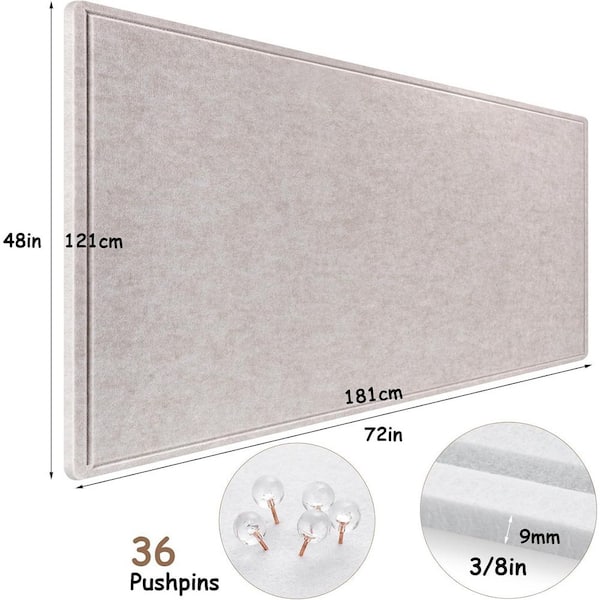 Large Bulletin Board - 72 X 48 Inches Decorative Felt Pin Board - 6' X 4' Cork Board Alternative For Wall - Foldable Picture Board Self-Adhesive Vision Board Prayer Board With 30 Pushpins - Dark Gray