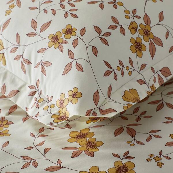 Company Cotton Remi Ditsy Floral Rust Cotton Percale King Fitted Sheet