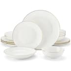  MALACASA Bone China Dinnerware Set, 16 Piece Plates and Bowls  Sets with Golden Rim, White Plate Set with Dinner Plate, Dessert Plate,  Soup Plate and Cereal Bowl, Dish Set for 4