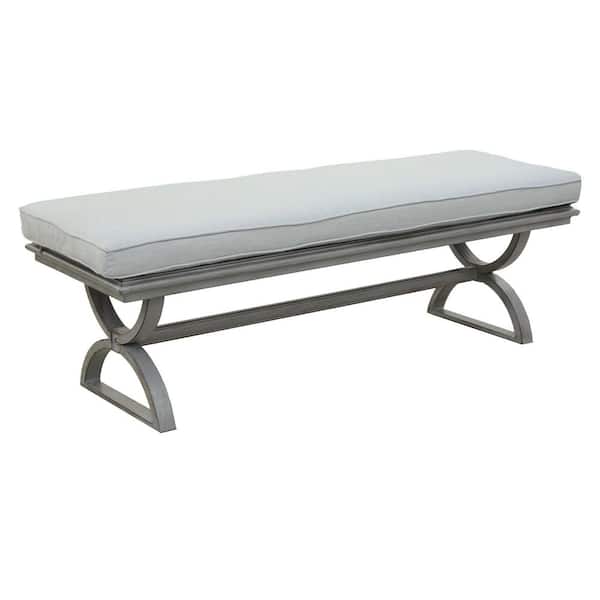 Mondawe Superb Whiskey Flame Aluminum Outdoor Dining Bench with Cast Silver Cushion 16.5in.H x 20in.W x 58in.D for Patio Gazebo