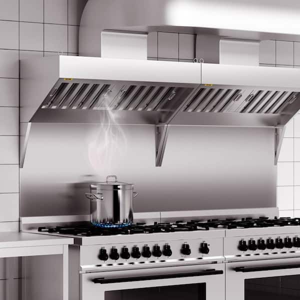 Commercial Exhaust 9 ft. 201 Stainless Steel Range Hood 4-Detachable U-Shaped Grid Oil Filter Mesh Vent Hood