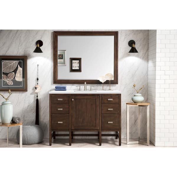 Addison 48 in. W x 39 in. H Rectangular Framed Wall Mirror in Glossy White