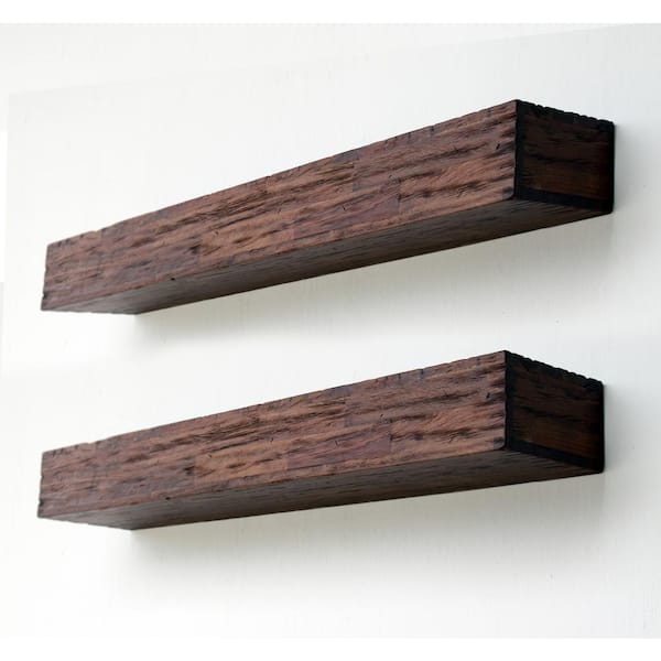 northbeam 48 in. Distressed Floating Shelves 2-Piece