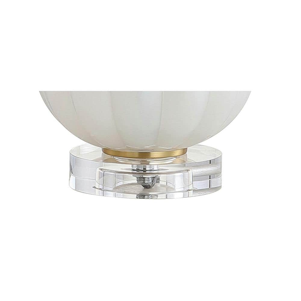 Elegant Iridescent 17.5" White Glass Table Lamp with Silk Shade