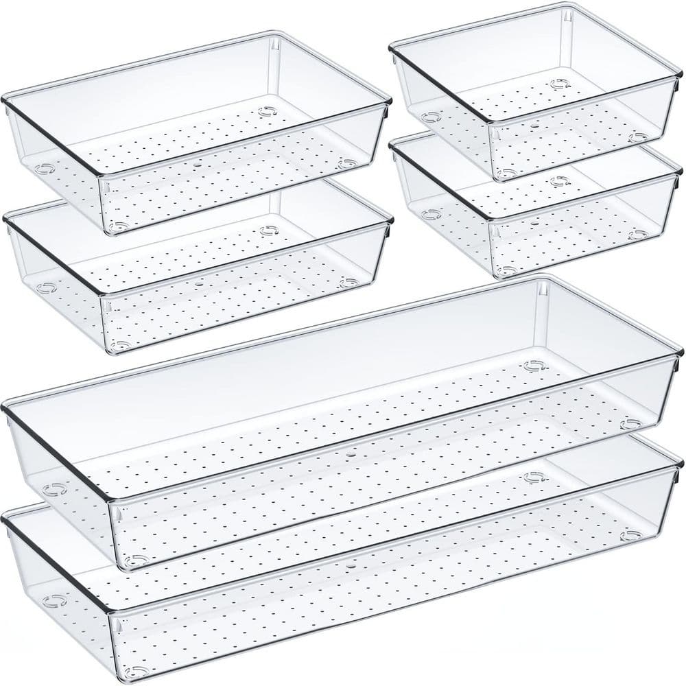 6-Pack Clear PET Plastic Drawer Organizer Storage Set with Non-Slip Pads for Kitchen, Bath and Office price history on PriceWatchPro