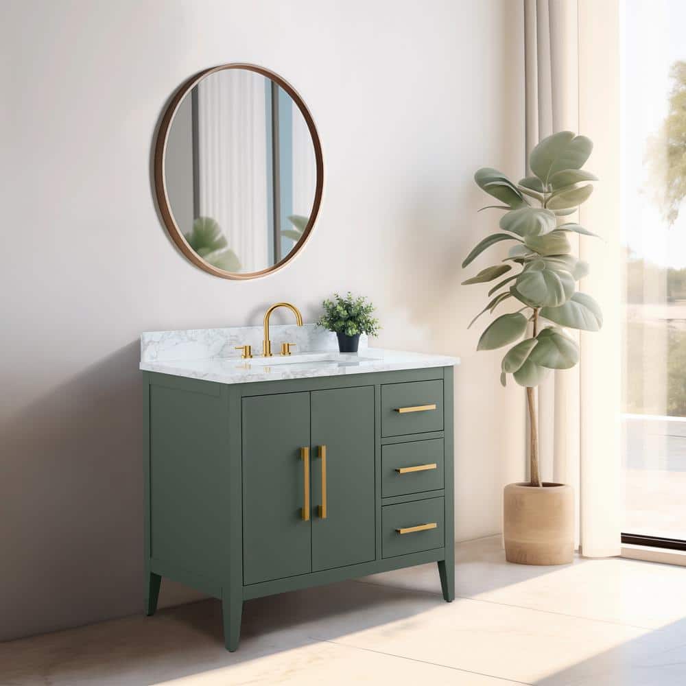 Vintage Green 36" Single Bathroom Vanity with Gold Hardware