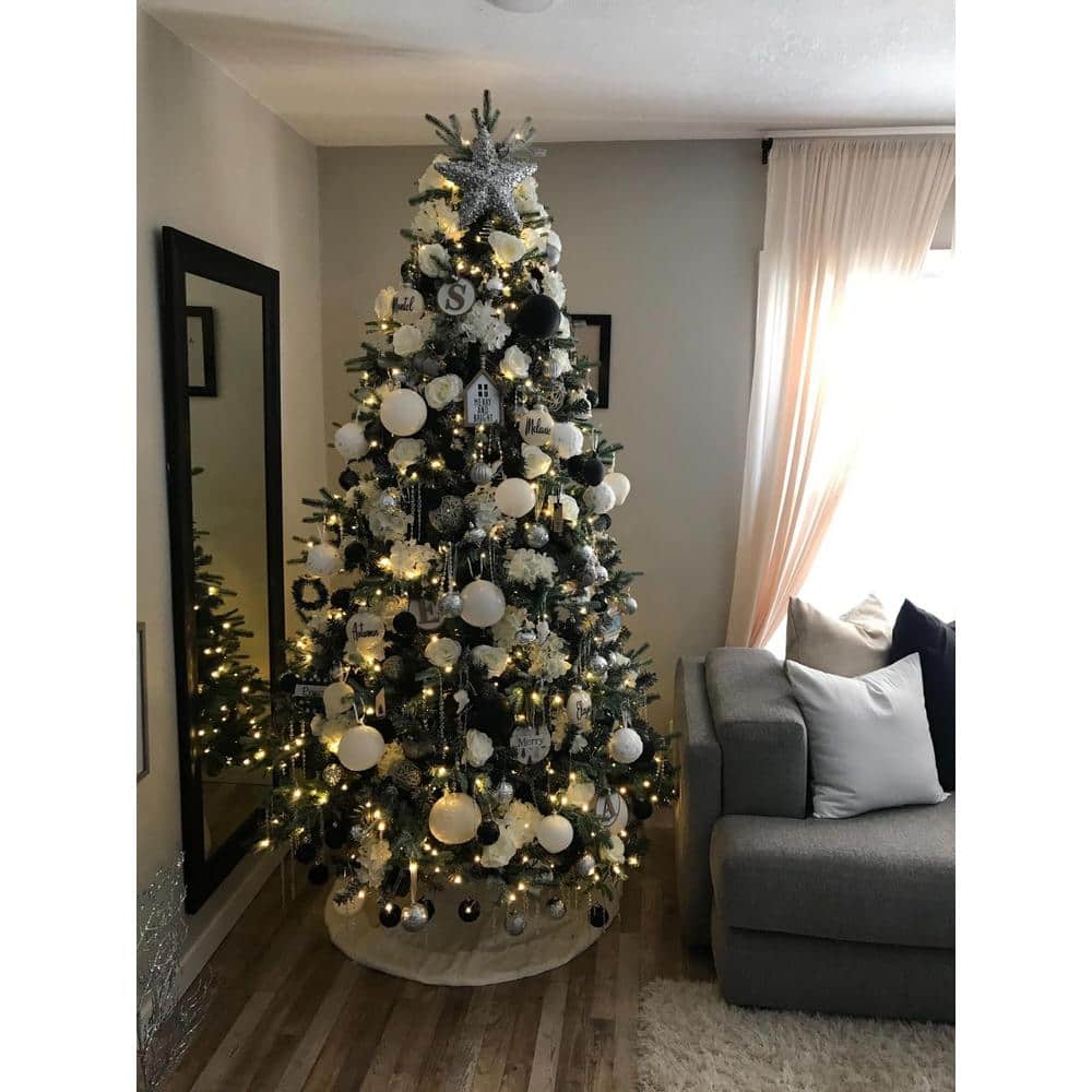 8ft Pre-lit Artificial Pine Christmas Tree with Warm White LED Lights