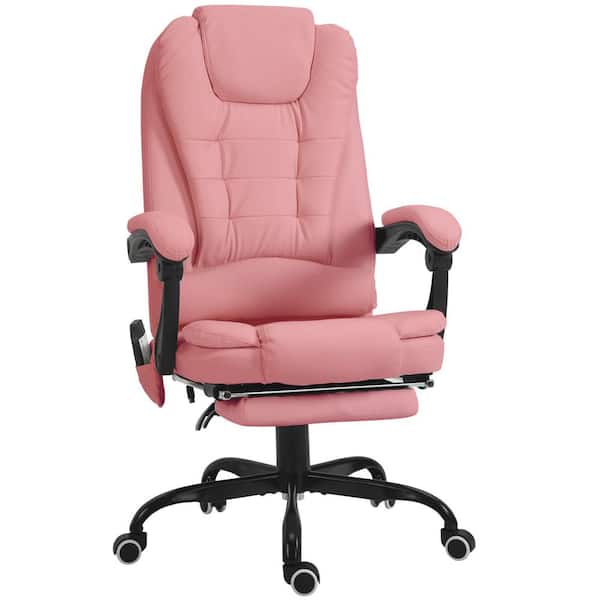 Vinsetto Pink 7-Point Faux Leather Vibrating Massage Office Chair, High Back Executive with Lumbar Support