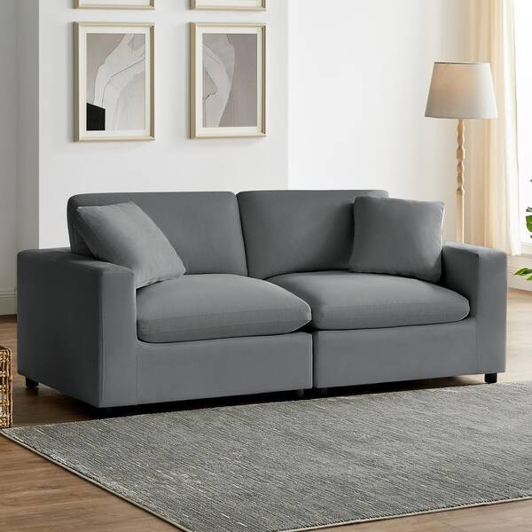 Casella 80 in. Square Arm Charcoal Polyester Performance Fabric