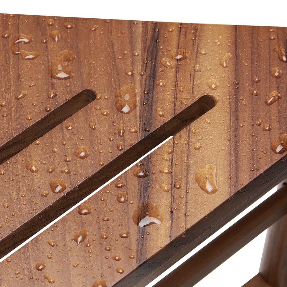 Small Teak Corner Shower Bench with Storage