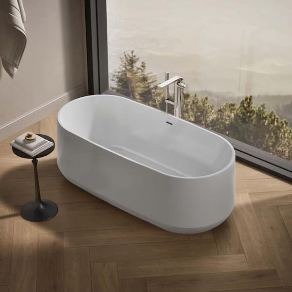 Ceric 65 in. x 31 in. Soaking Bathtub with Center Drain in White