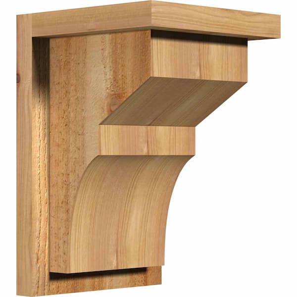 Ekena Millwork 8 in. x 8 in. x 12 in. Western Red Cedar Monterey Rough Sawn Corbel with Backplate