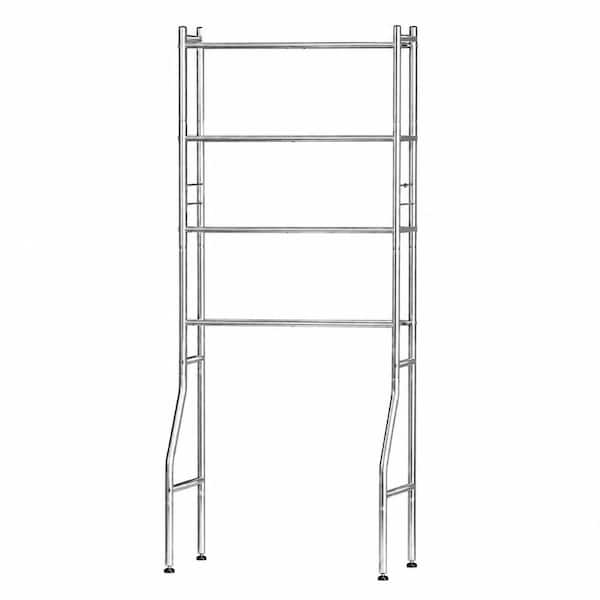 Metal 4-Tier Over Toilet Storage Cabinet with Hooks and Dual Paper Holders Chrome 11.5 in D x 22.75 in W