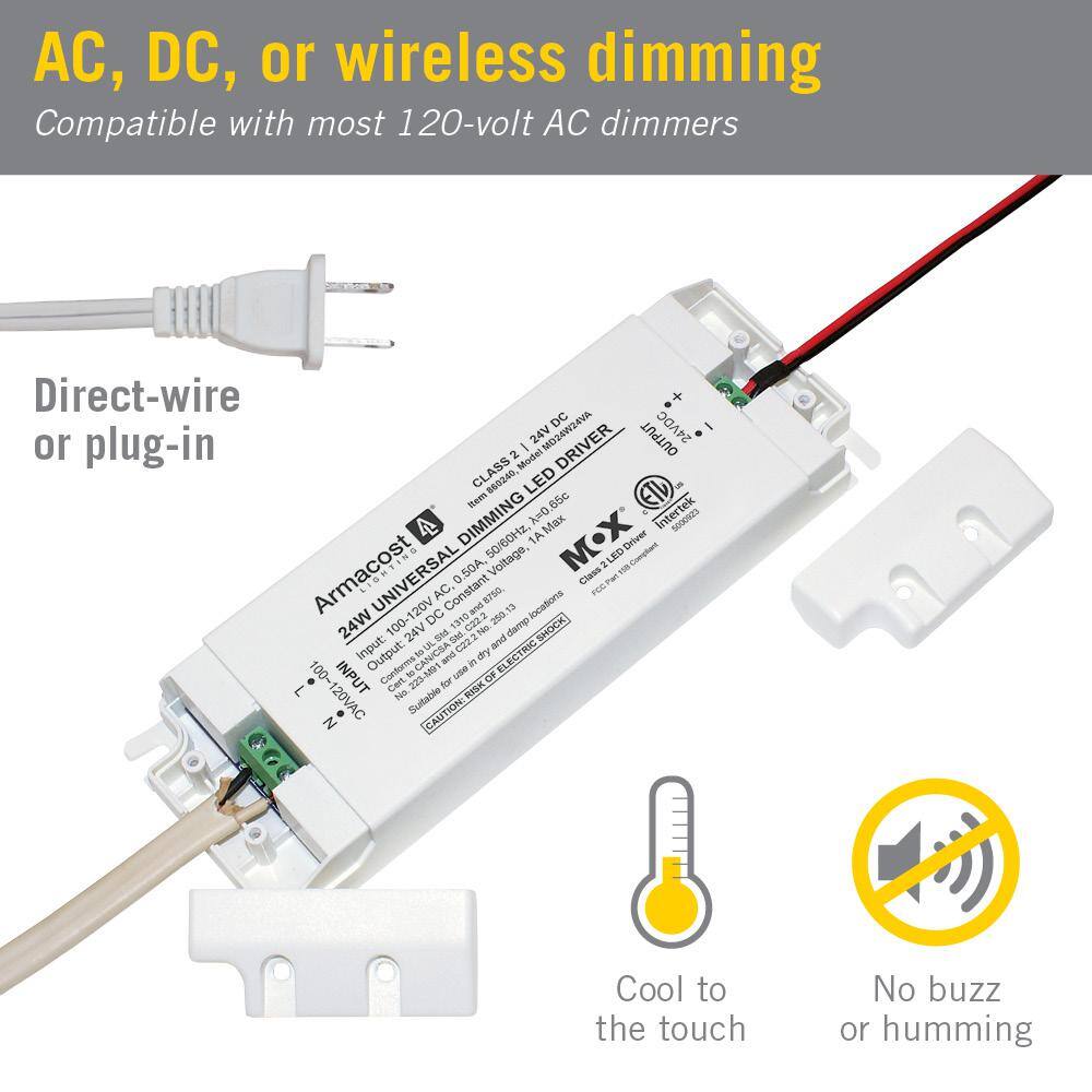 White Universal Dimmable LED Driver with Detachable Cord