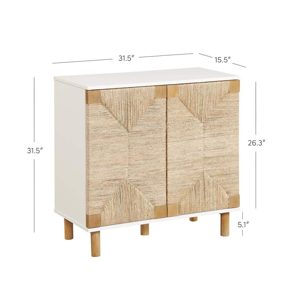 Beacon White and Seagrass Freestanding Storage Cabinet with Adjustable Shelving