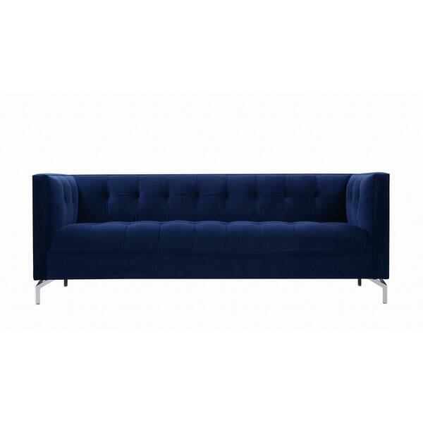 Jennifer Taylor Jackson Navy Blue Velvet Modern Tuxedo Sofa