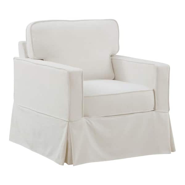 OSP Home Furnishings Halona Faux Slipcover Chair in Ivory Fabric