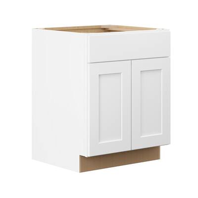 Shaker Ready To Assemble 30 in. W x 34.5 in. H x 24 in. D Plywood Base Kitchen Cabinet in Denver White Painted Finish