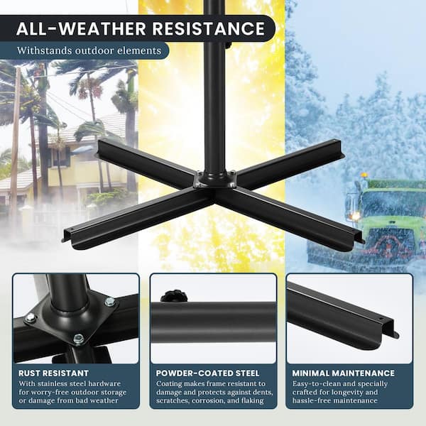 Heavy-Duty Patio Umbrella Base Cross Brace in Black