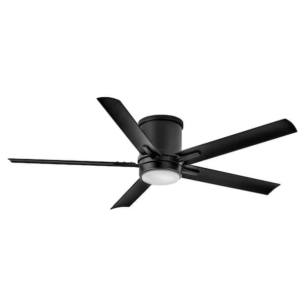 HINKLEY Vail Flush 52.0 in. Indoor/Outdoor Integrated LED Matte Black Ceiling Fan with Remote Control