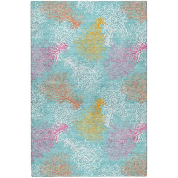 Dream Shag Premium Machine Washable Abstract ADS182 Aqua 9 ft. x 12 ft. Area Rug