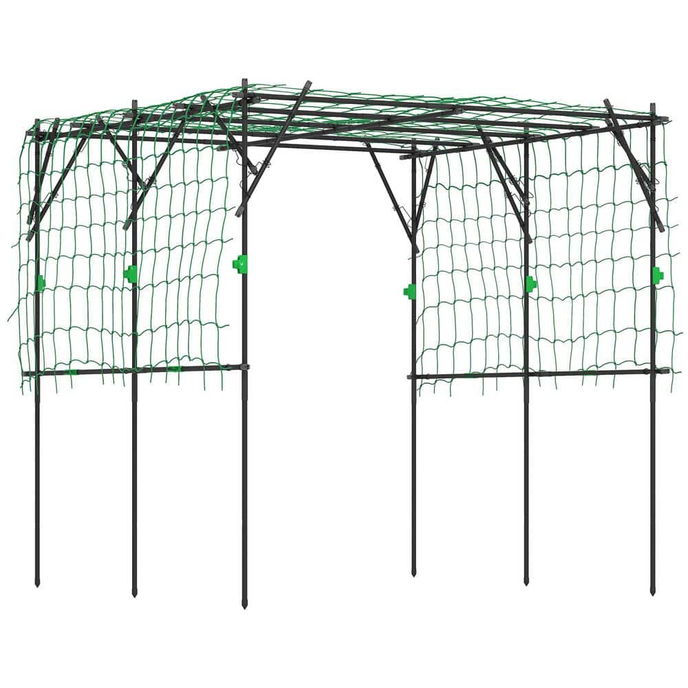 Garden Arch Trellis, 7.3 FT Tall Plant Trellis Support with Climbing Net, O