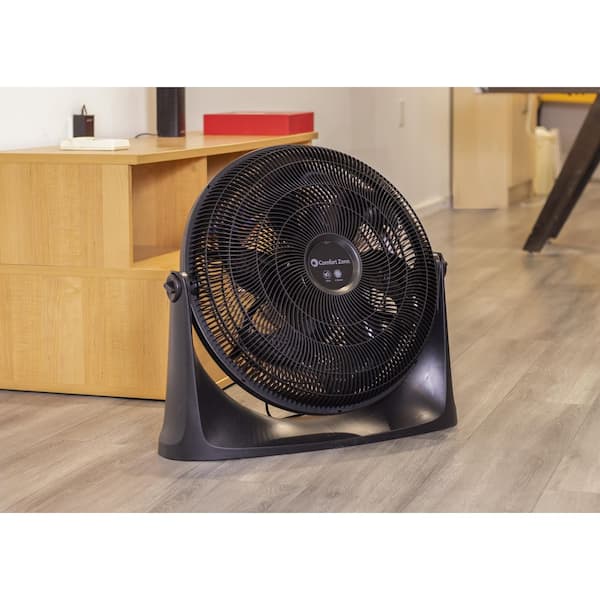 BLACK+DECKER 15.6-in 3-Speed Indoor Black Floor Fan in the