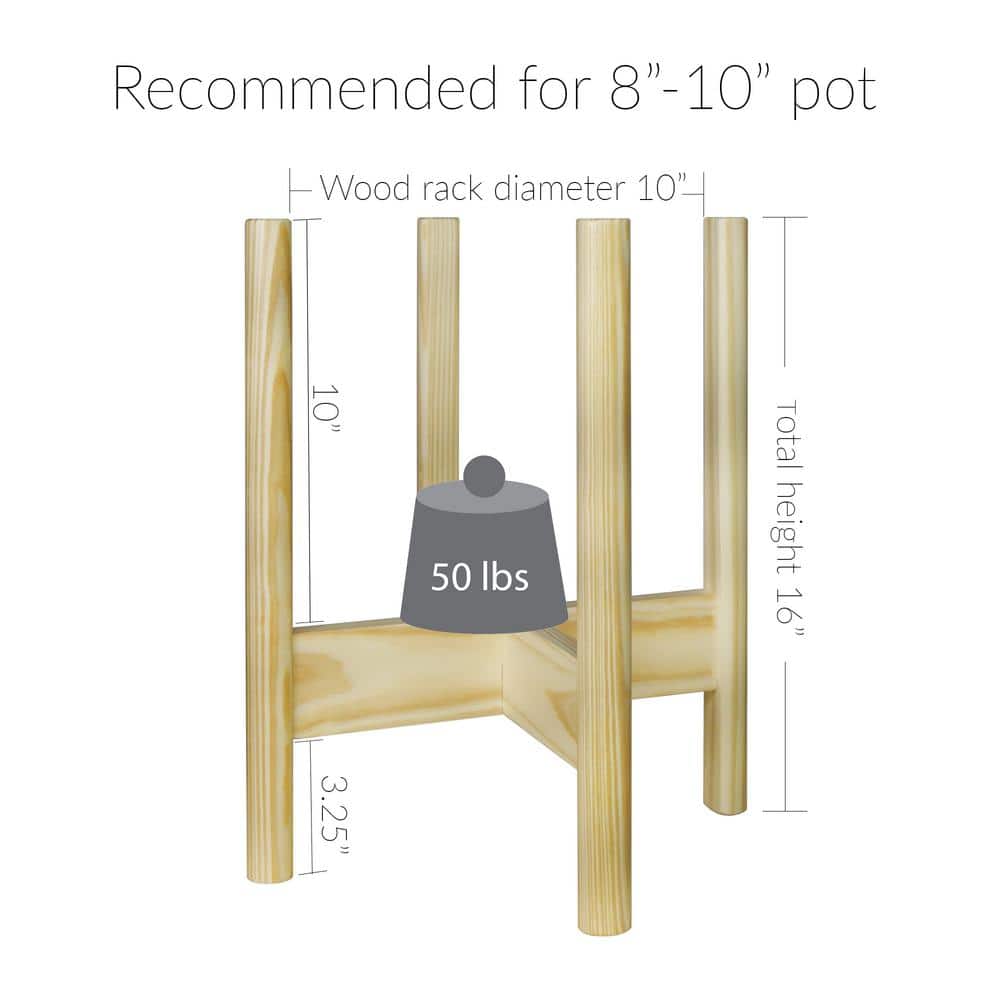Natural Solid Wood Flippable Plant Display Stand, 10" W x 16" H