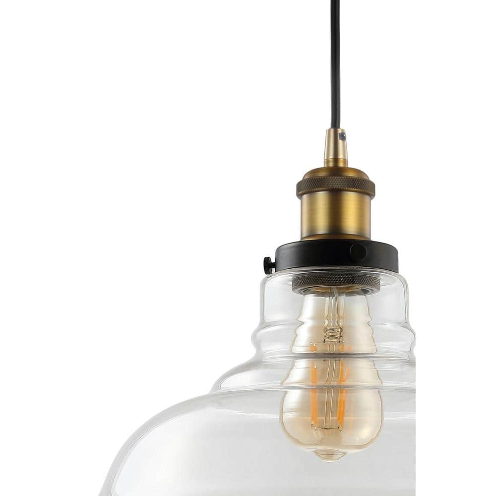 Litchfield 11" Brass and Glass Farmhouse LED Pendant