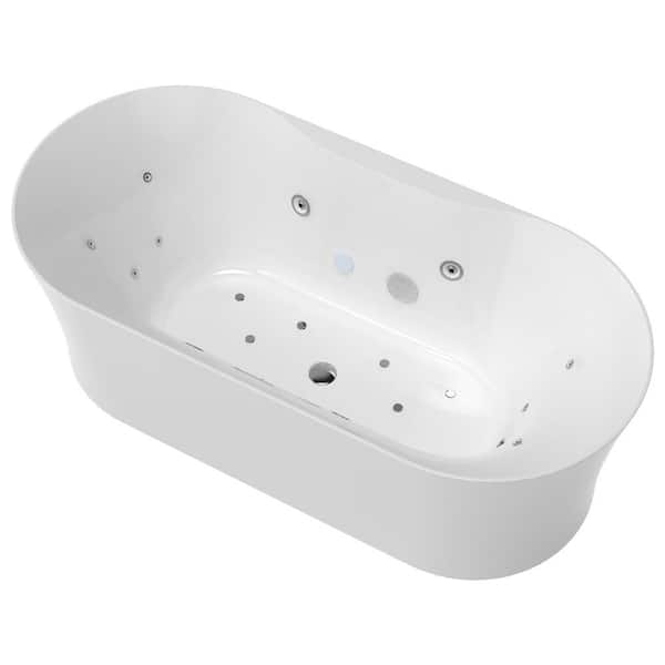 Julia Series 67 in. Freestanding Acrylic Combination Bathtub with Touch Sensitive Control and Chroma Lights in White