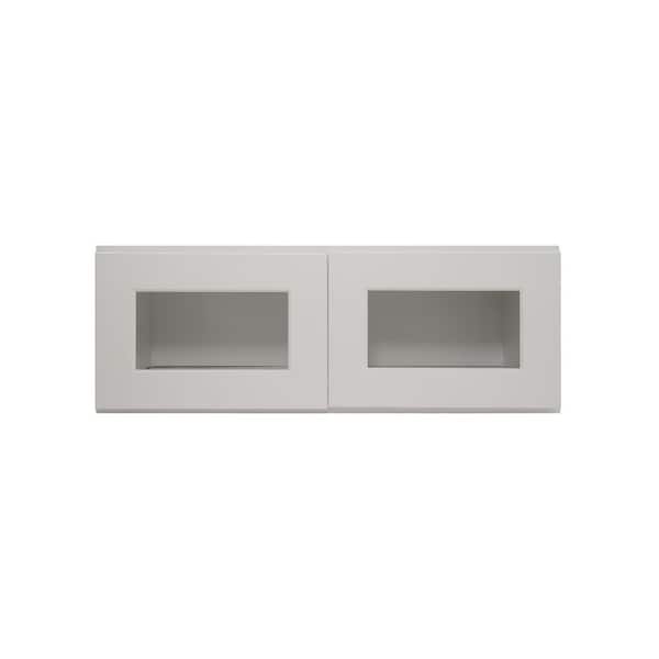 HOMLUX 33 in. W x 12 in. D x 12 in. H in Shaker Dove Ready to Assemble Wall Kitchen Cabinet with No Glasses