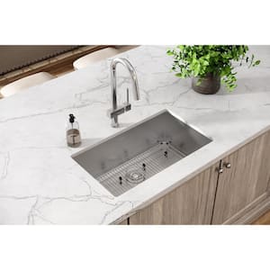 Crosstown 31 in. Undermount Single Bowl 16-Gauge Stainless Steel Kitchen Sink Kit w/ Accessories