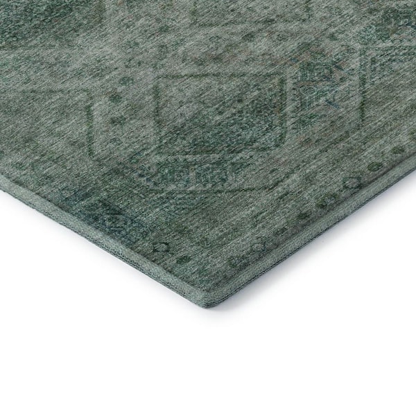 Mayfield Premium Machine Washable Abstract AMF2060 Teal 10 ft. x 14 ft. Area Rug