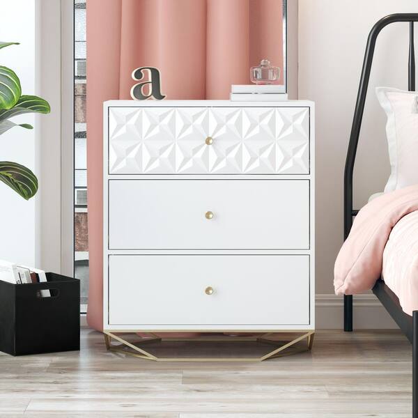 CosmoLiving by Cosmopolitan Blair 3-Drawer Dresser, White 1960013COM ...