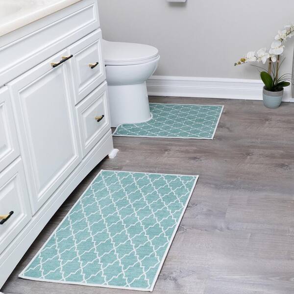 Turquoise Slab Memory Foam Bath Mat