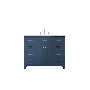 Norwalk 42 in. W x 34.2 in. H x 22 in. D Vanity in Blue with Marble Vanity Top in White with White Basin