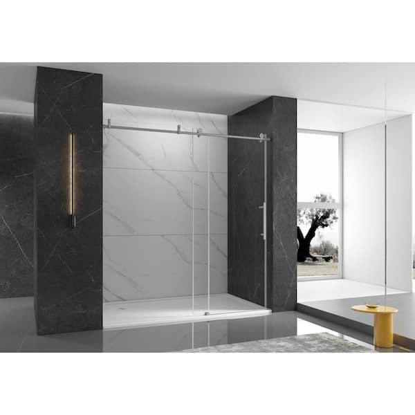 Delta Exuma 60 in. W x 76 in. H Frameless Sliding Shower Door in Matte Black with 3/8 in. (10mm) Tempered Clear Glass